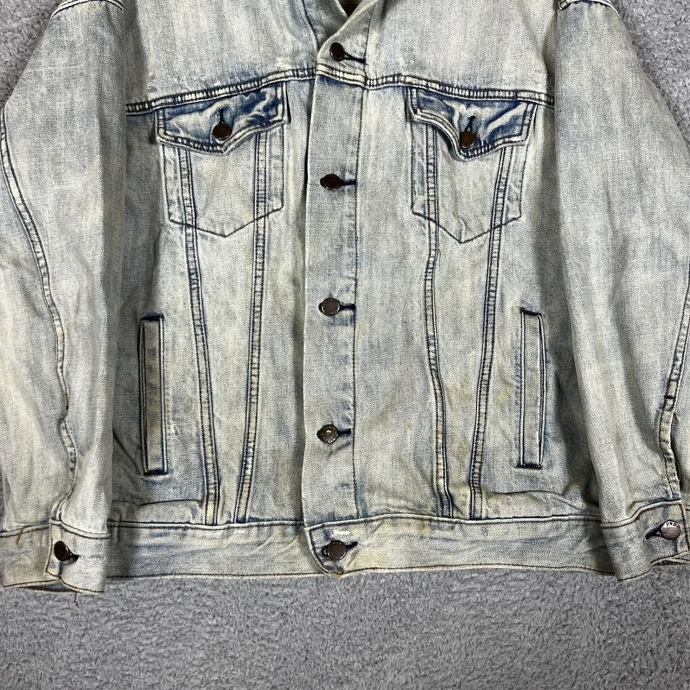 Free People Denim‎ Jacket Womens XS/S Good Distressed Acid Wash Trucker